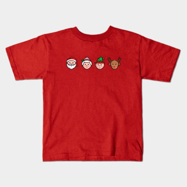 Santa Claus, Mrs. Claus, Buddy and Rudolph Kids T-Shirt by Hixon House
